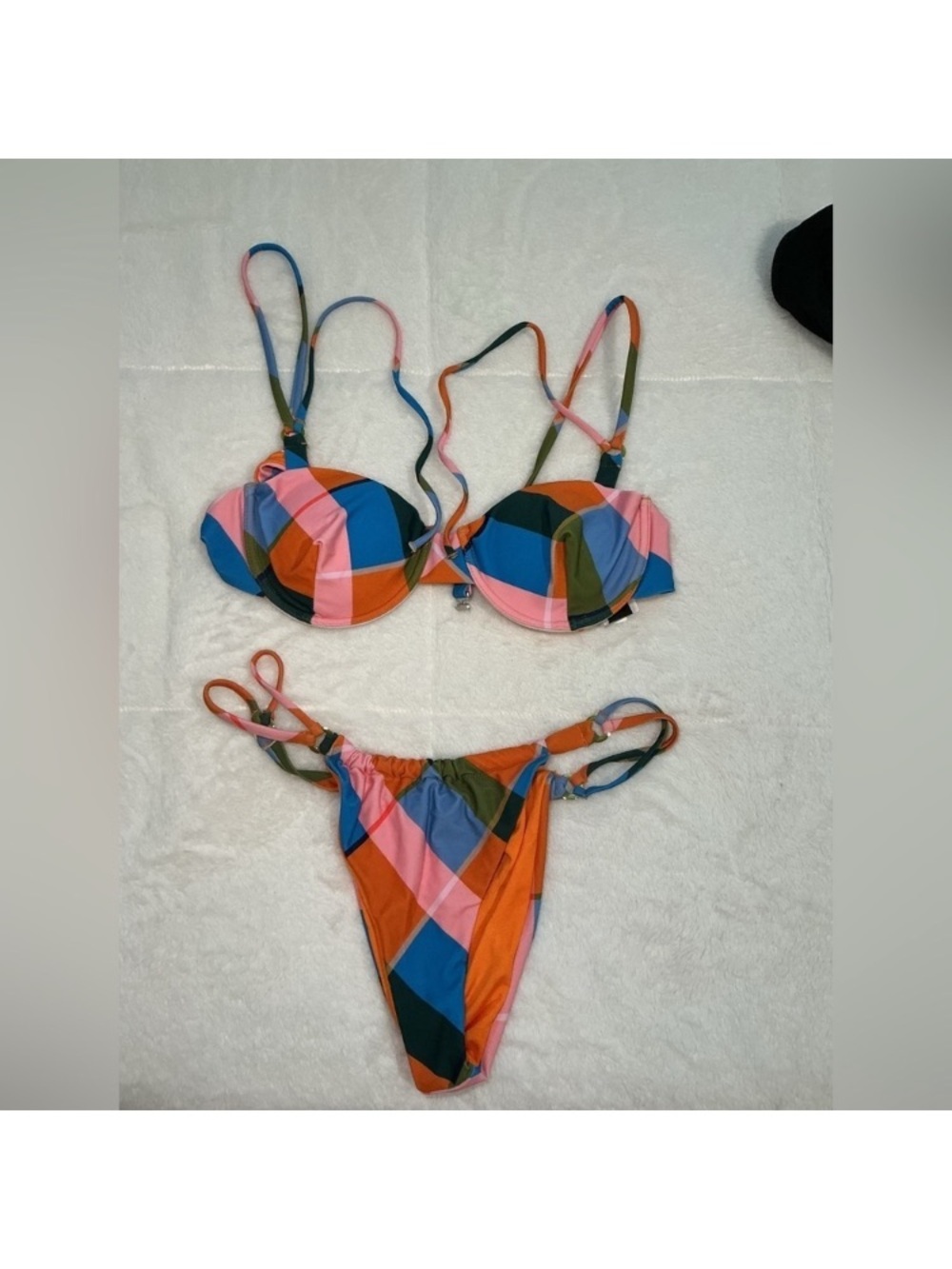 Princess Polly Multicolor Geometric Bikini in Orange, Blue, Pink, Green, Purple